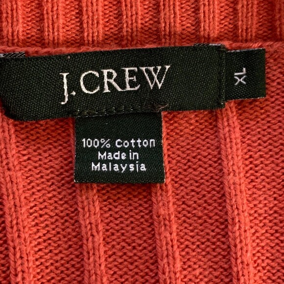 J Crew Long Sleeve Sweater Men XL Ribbed V-neck Rust Color - Picture 8 of 8